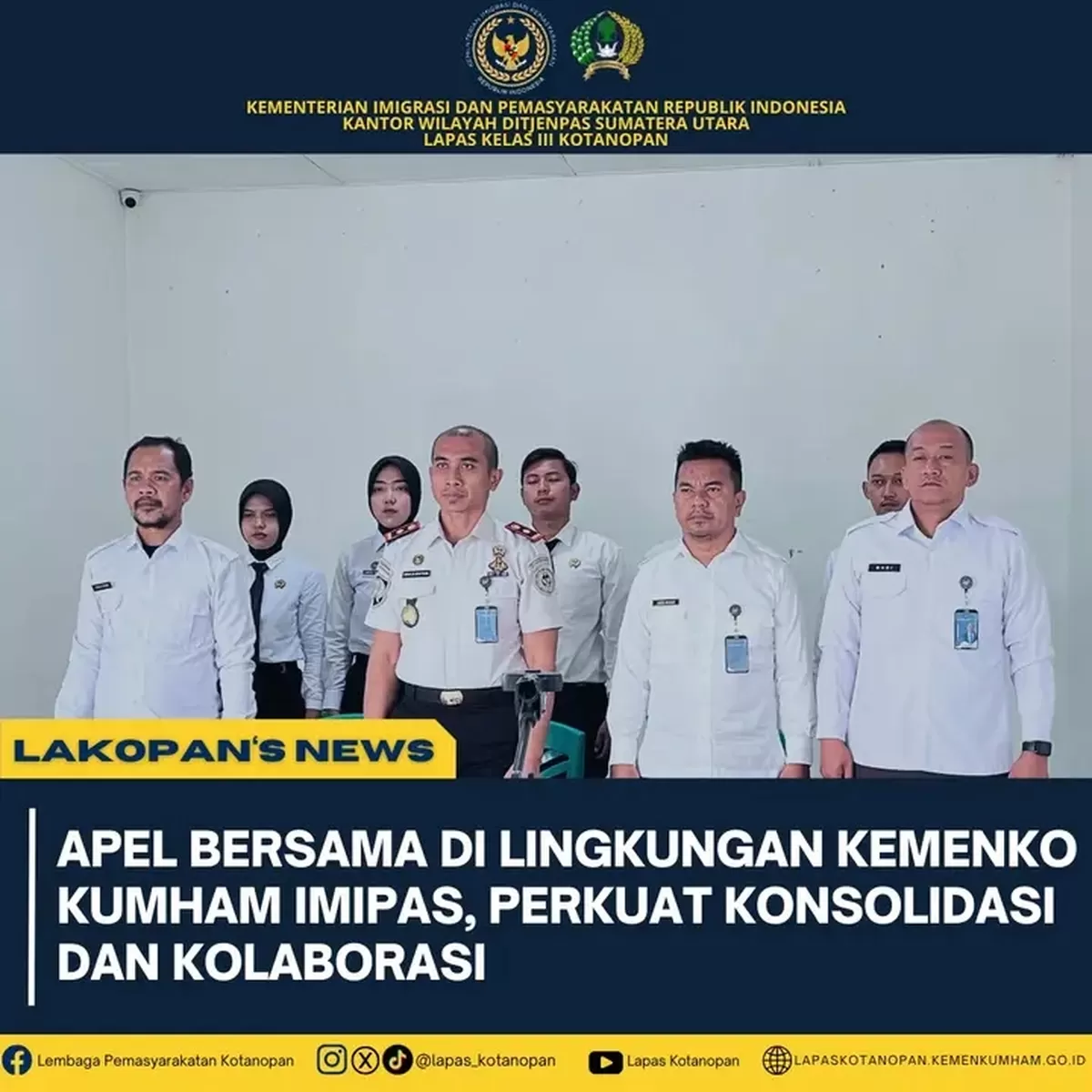 Kalapas Kotanopan dan Jajaran Saat Apel Bersama Kemenko Hukum, HAM dan ImiPas