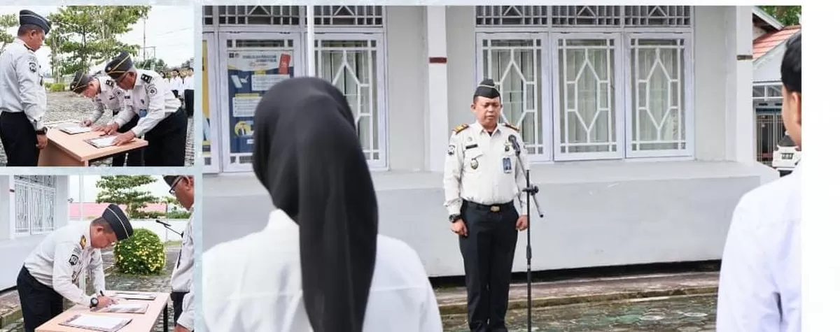 Kabapas Muara Teweh Saat Apel Pagi, Penyematan Tanda Kenaikan Pangkat Pegawai Serta Penandatanganan Janji Kinerja