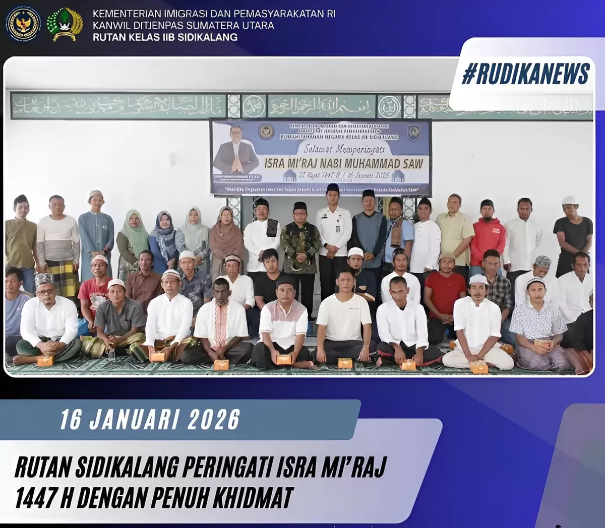 Petugas dan WBP Rutan Sidikalang Saat Kegiatan Isra Mi'raj