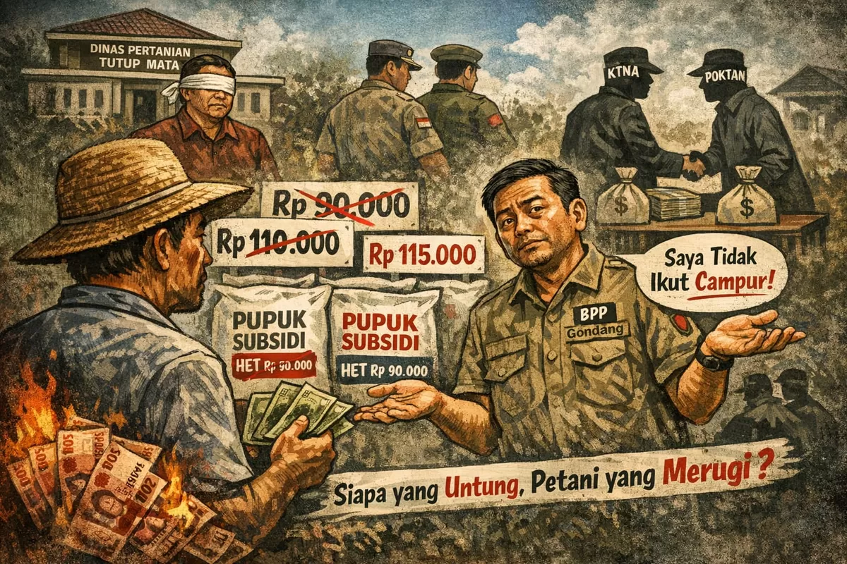 Ilustrasi Pupuk Subsidi Dijual diatas HET, BPP Gondang nganjLepas Tangan  (Ai)