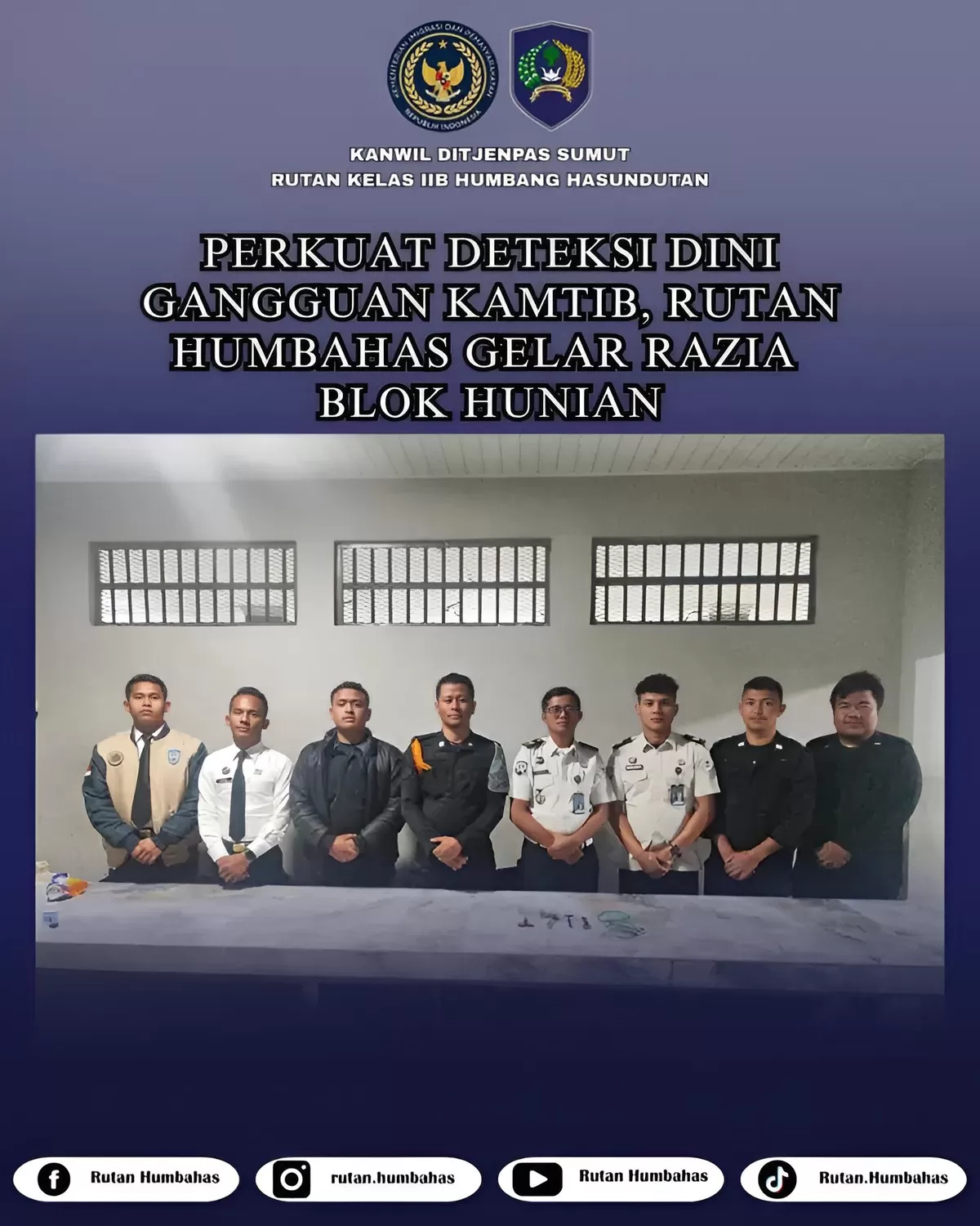 Ka KPR Rutan Humbang Hasundutan dan Jajaran Saat Kegiatan Razia Blok Hunian 