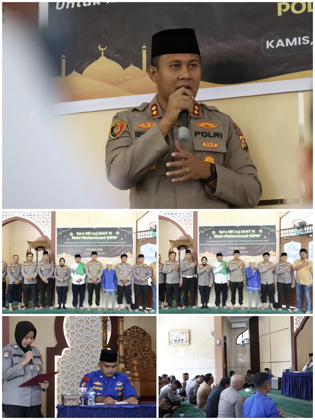 Polres Siak Peringati Isra Mi&rsquo;raj 1447 H, Kapolres Ajak Personel Perkuat Iman dan Kepedulian Sosial