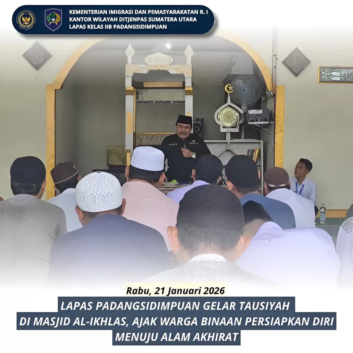 Warga Binaan Lapas Padangsidimpuan Saat Mengikuti Kegiatan Tausiyah