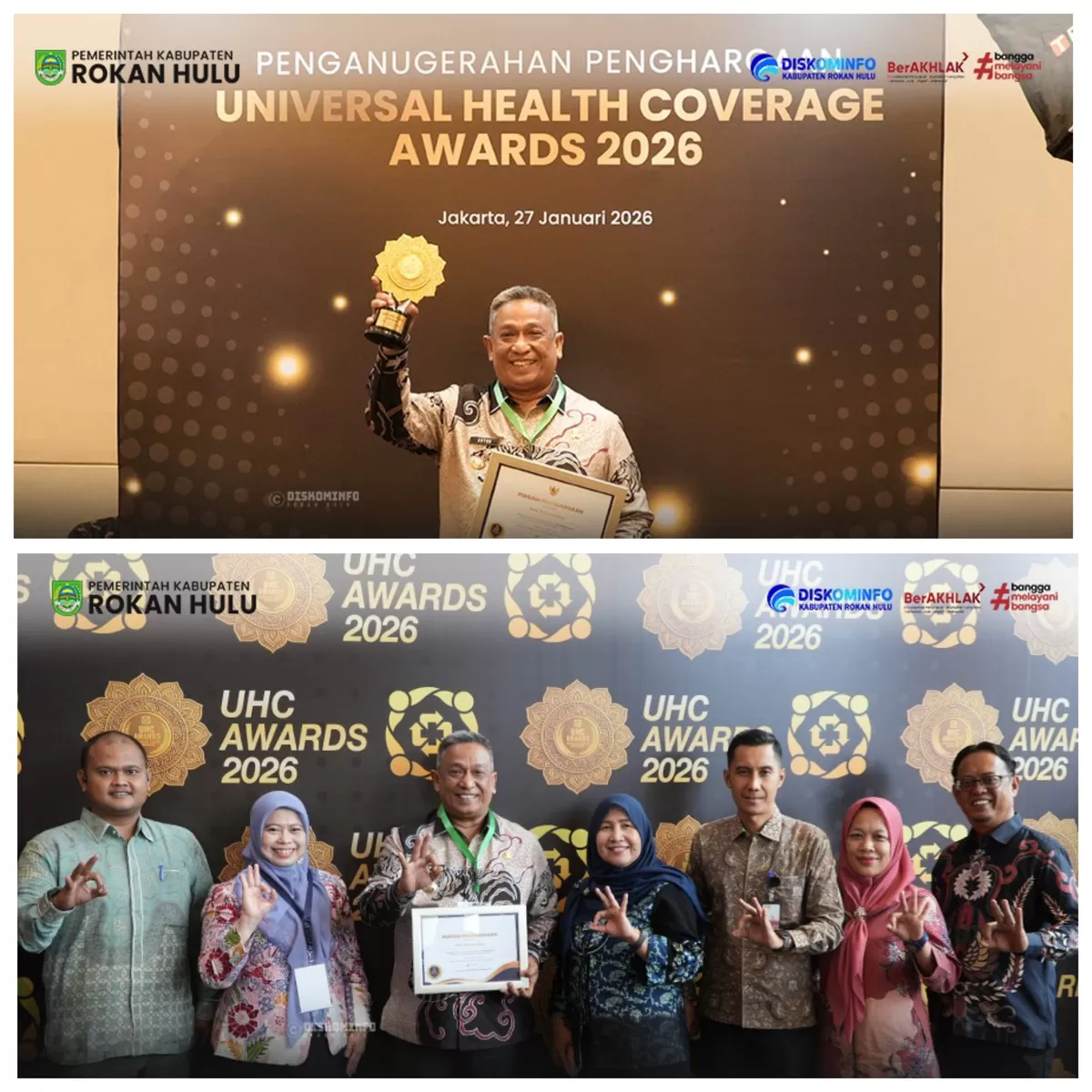 Foto Pemkab Rokan Hulu Raih Penghargaan UHC 2026 Kategori Madya, Bupati Anton: Ini Investasi Keselamatan Rakyat (Diskominfo Rohul )