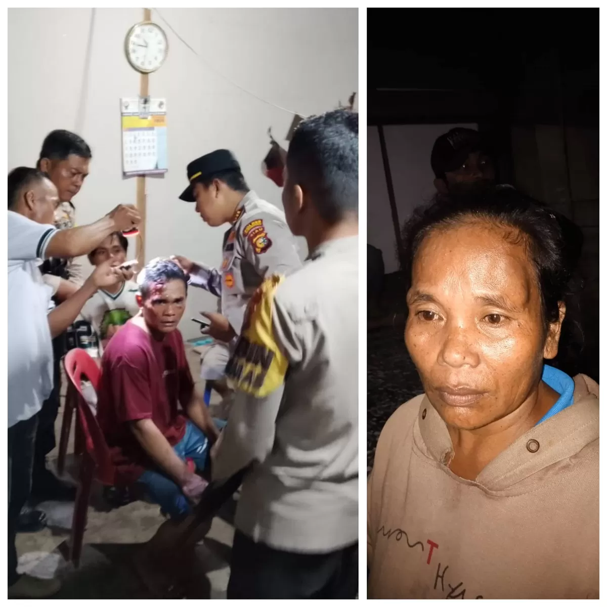 Foto Kapolsek Tambusai Utara dan Jajaran Saat Membawa Para Korban di Puskesmas Untuk Visum  (Foto yang diterima nawacitapost.com)