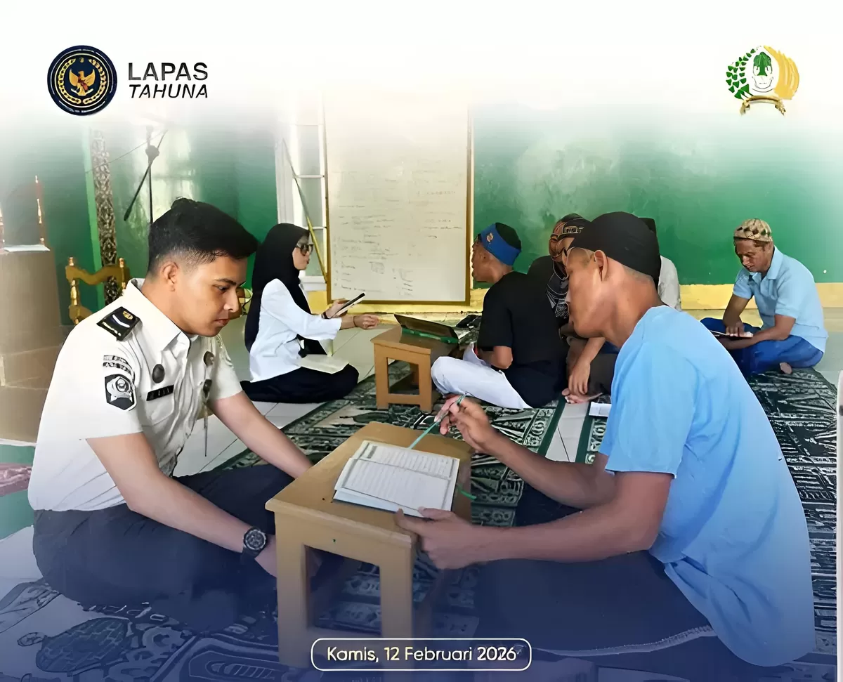 Warga Binaan Lapas Tahuna Saat Kegiatan Pengajian dan Baca Tulis Al-Qur'an