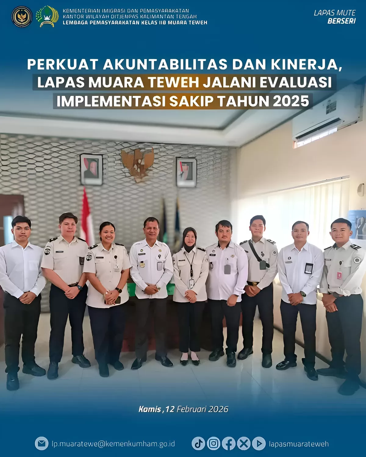 Kalapas Muara Teweh dan Jajaran Saat Kegiatan Evaluasi Implementasi SAKIP