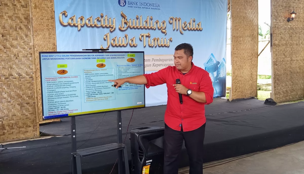 Founder Eptilu, Rizal Fahreza, saat pemaparan digital farming kepada awak media BI Jatim (Nawi)