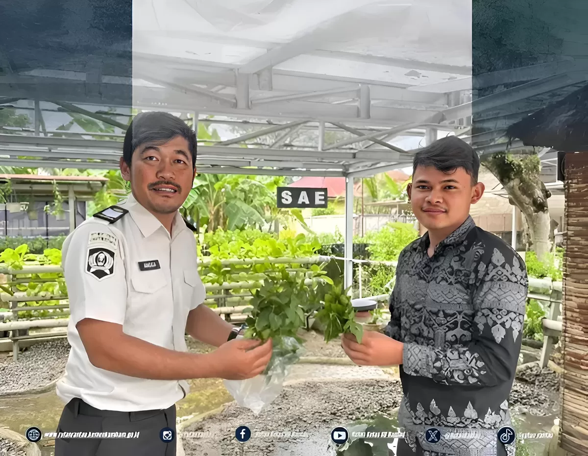 Petugas Rutan Rantau Saat Kegiatan Panen Daun Mint