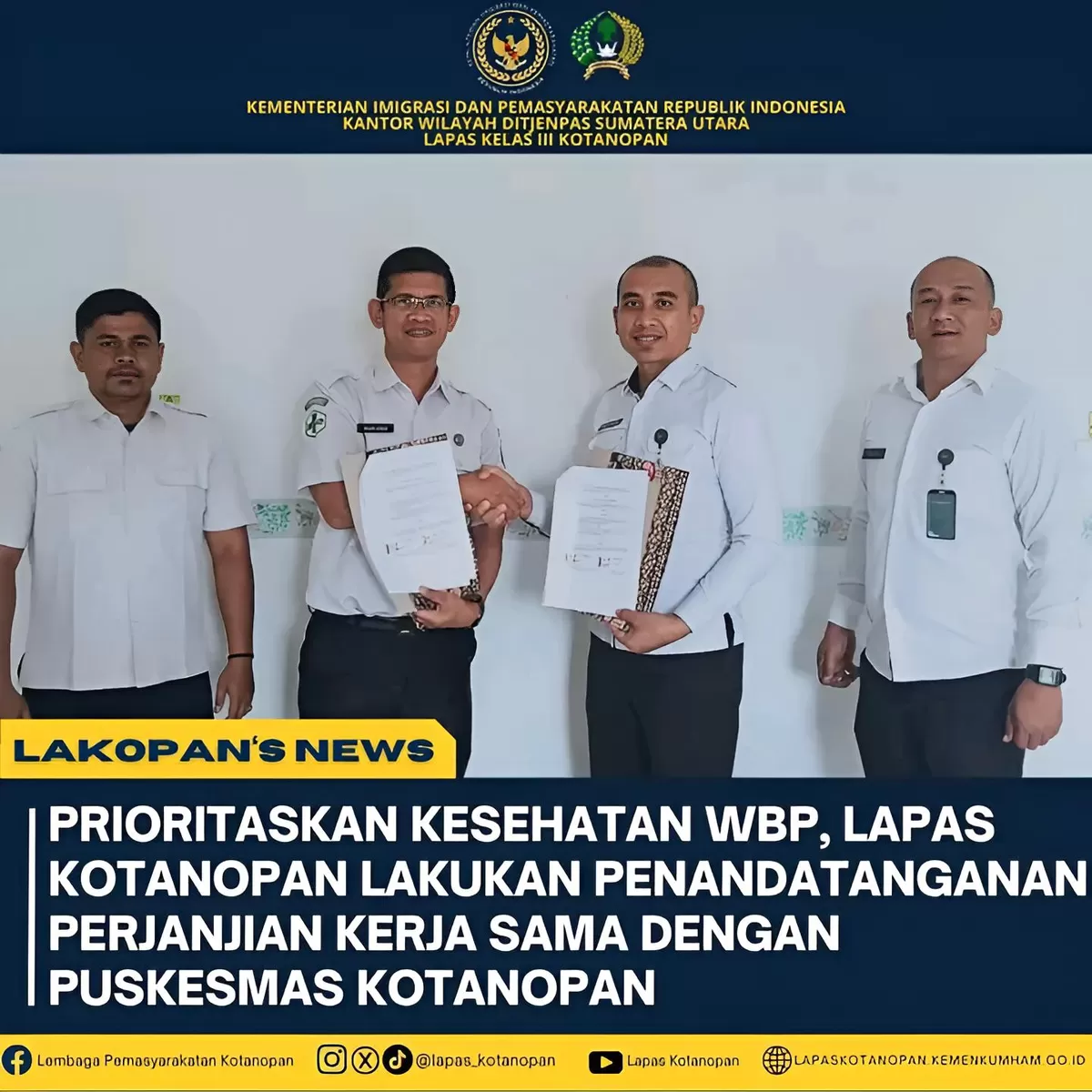 Kalapas Kotanopan Saat Penandatanganan PKS dengan Puskesmas Kotanopan