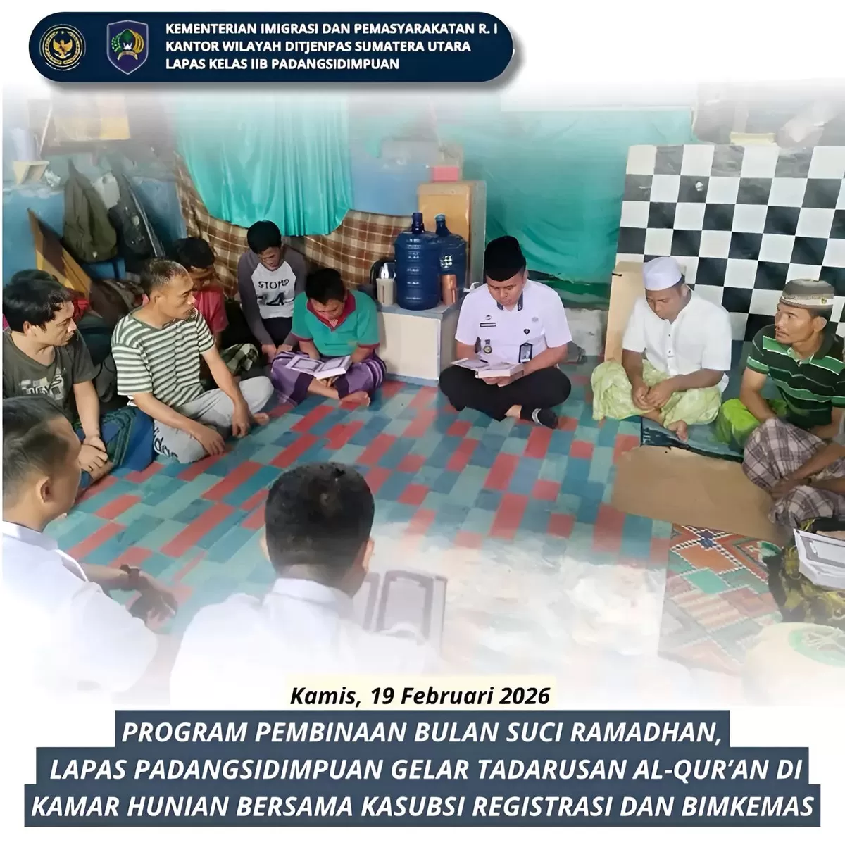 Warga Binaan Lapas Padangsidimpuan Saat Kegiatan Tadarusan Al-Qur&rsquo;an