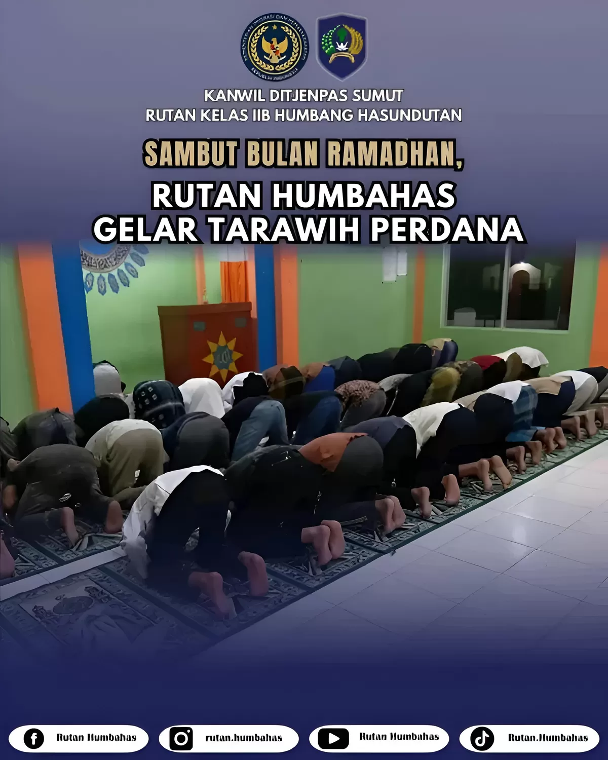 Pegawai dan WBP Rutan Humbang Hasundutan Saat Shalat Tarawih Berjamaah Perdana