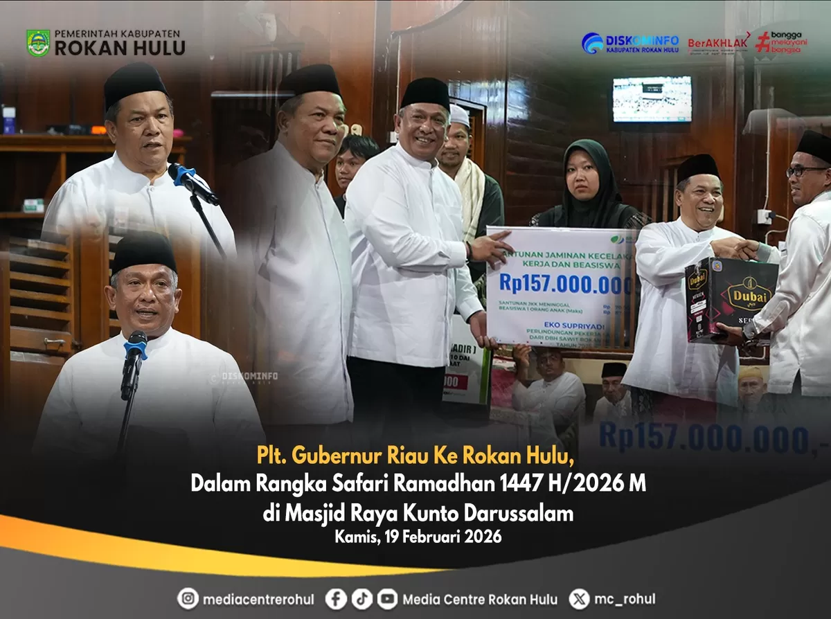 Foto Bupati Anton Bersama Plt Gubri SF Hariyanto Safari Ramadhan 1447 Hijriah Perdana di Kunto Darussalam  (Diskominfo Rohul )