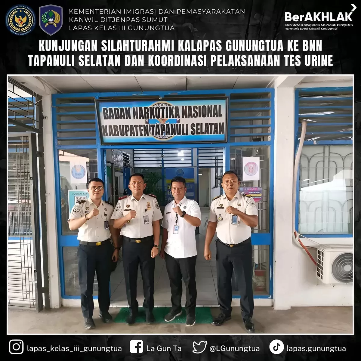 Kalapas Gunungtua dan Jajaran Bersama Pihak BNN Tapsel