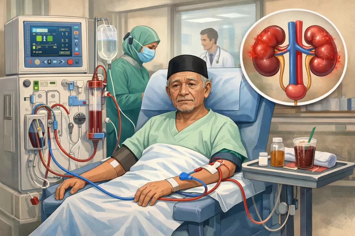Ilustrasi pasien yang lagi cuci darah  (Ai)