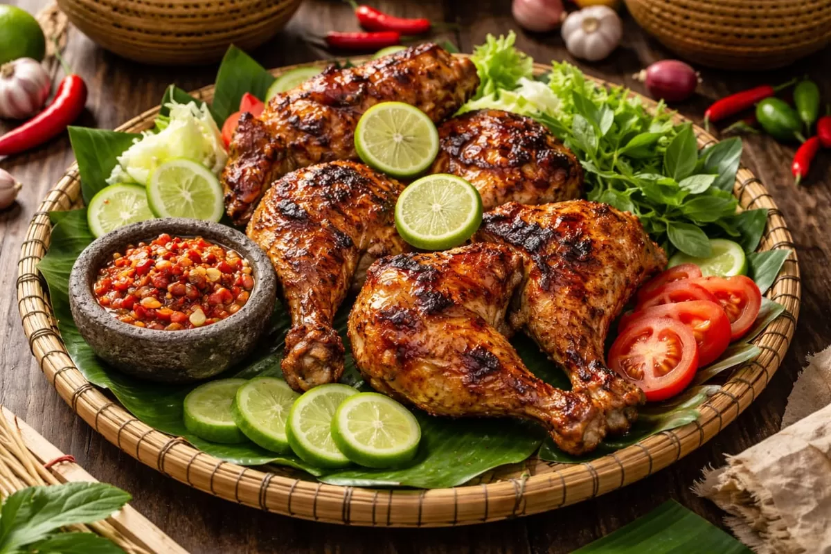 Ilustrasi Ayam Panggang Biromaru khas Sulawesi Tengah  (Ai)