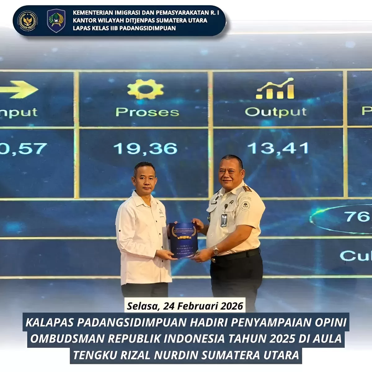 Kalapas Padangsidimpuan di Acara Penyampaian Opini Ombudsman RI