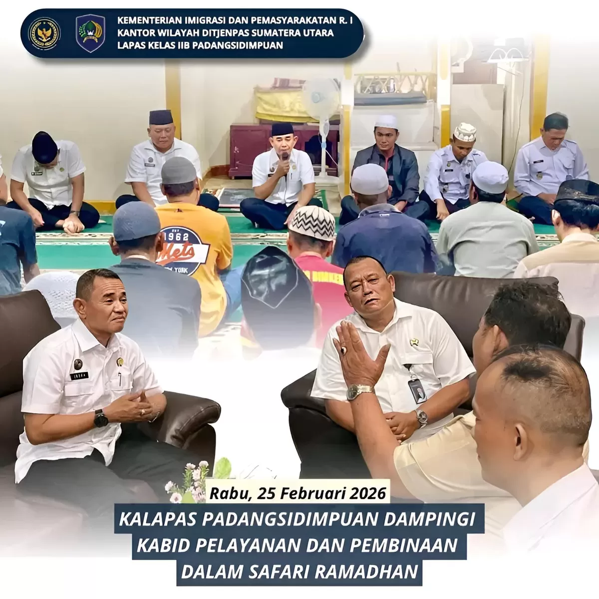 Kalapas Padangsidimpuan Bersama Kabid PP Kanwil Ditjenpas Sumut di Acara Safari Ramadhan