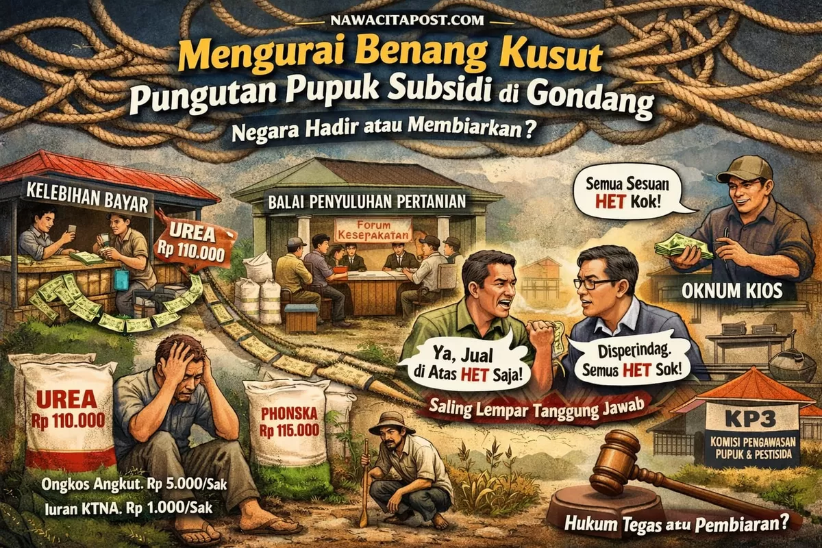 Ilustrasi penjualan pupuk subsidi di Kecamatan Gondang, Nganjuk  (Ai)