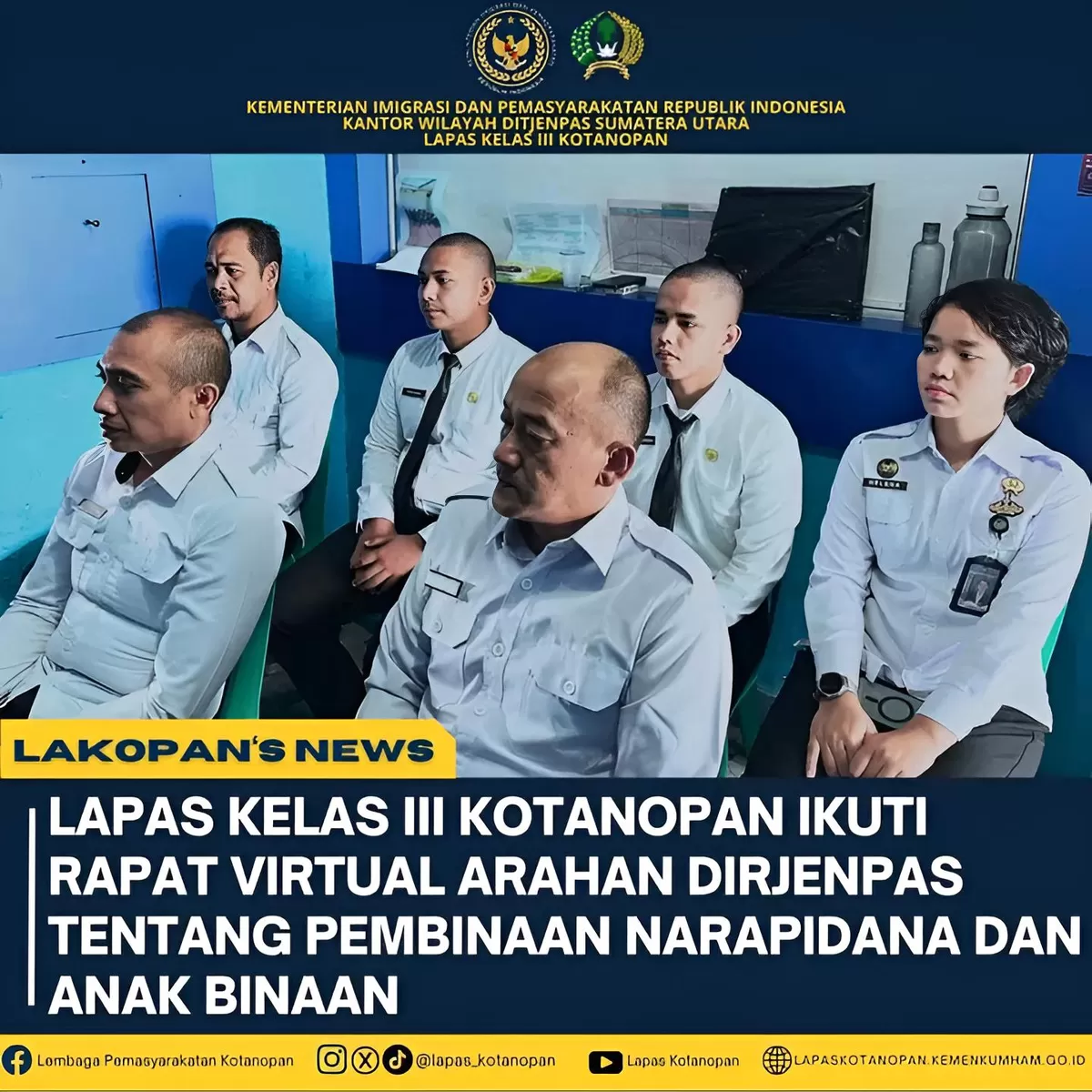 Kalapas Kotanopan dan Jajaran Saat Mengikuti Rapat Virtual Arahan Dirjenpas
