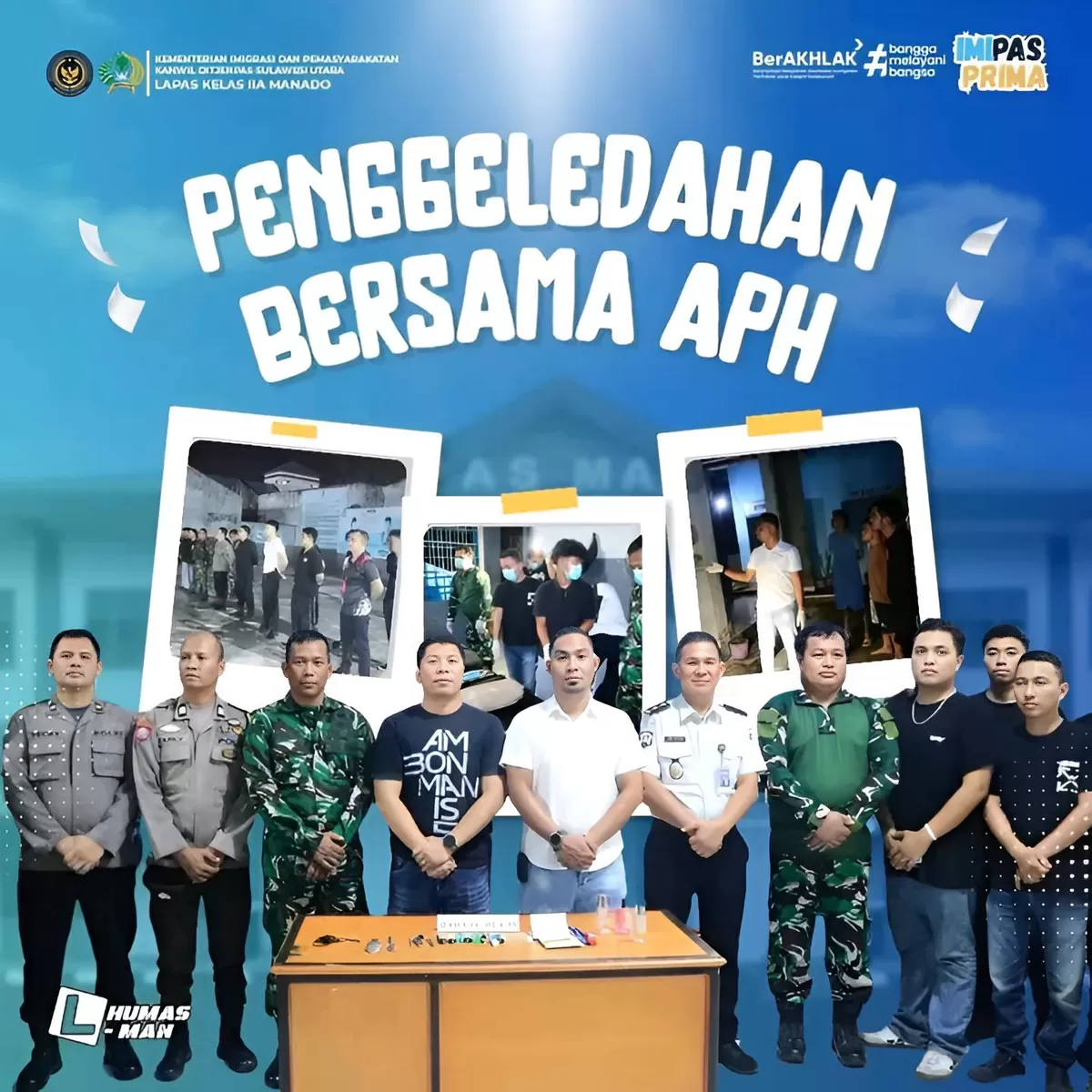 Petugas Lapas Manado Saat Penggeledahan Gabungan Bersama APH