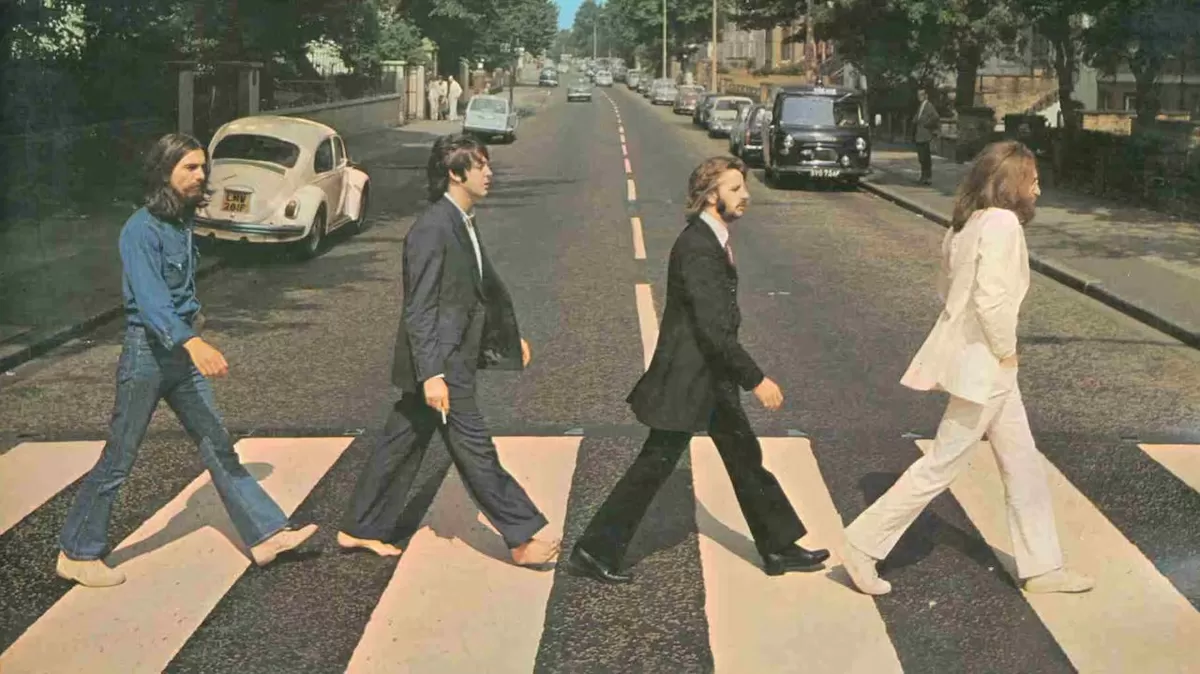 The picture of John Lennon, right, Ringo Starr, centre right, Paul McCartney, centre left, and George Harrison striding over the crossing on Abbey Road in London was taken outside the EMI Recording St