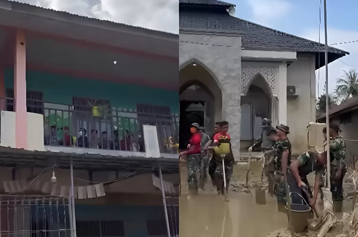 Menyoroti aksi viral anak-anak TK di Aceh Tamiang yang memberikan semangat kepada para prajurit TNI saat bersihkan sisa lumpur akibat banjir. (Instagram.com/@pembasmii.kehaluan)