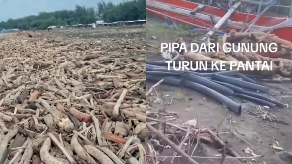 Kondisi Pantai Larangan dan Guci pascabanjir di lereng Gunung Slamet