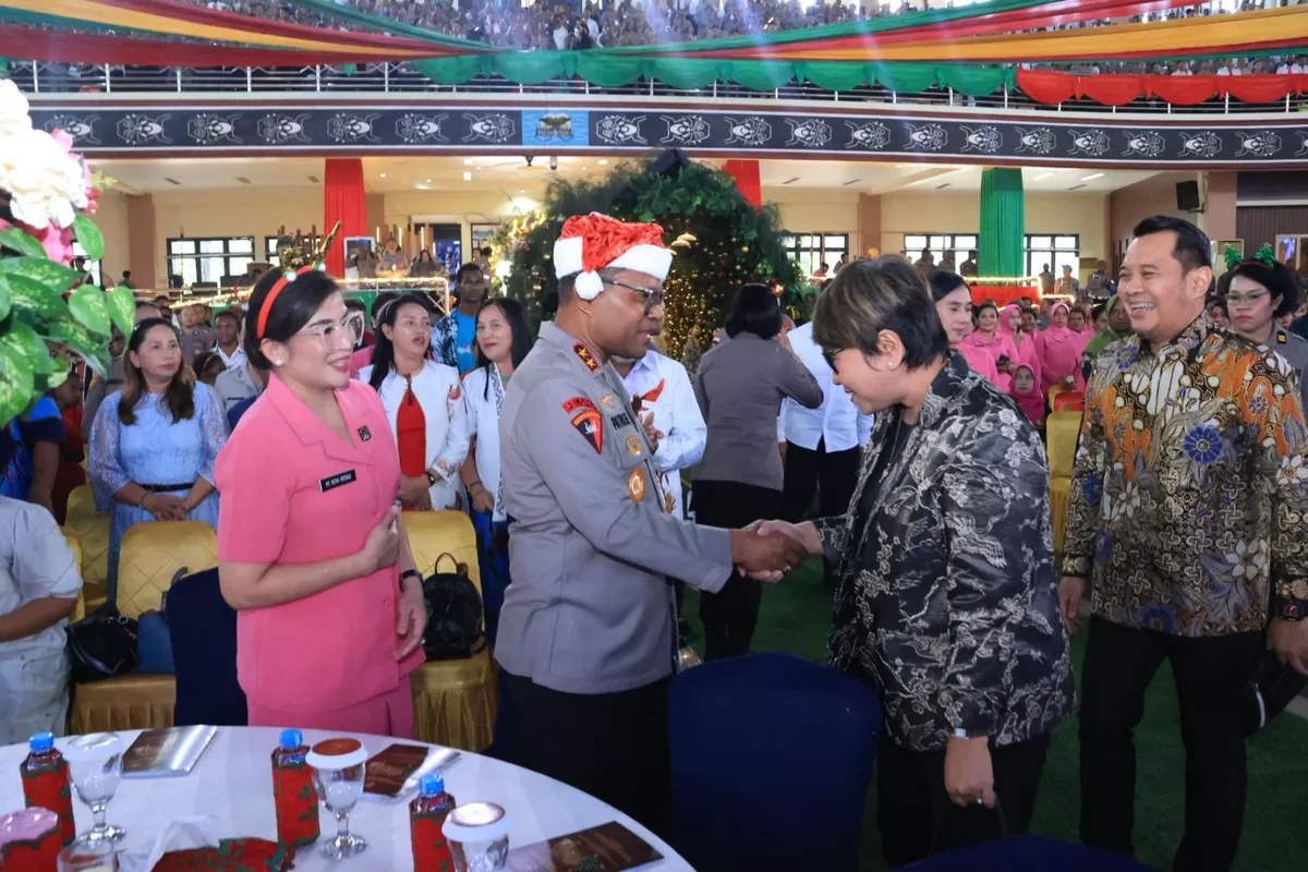 Kepolisian Daerah Papua menggelar Perayaan Natal Bersama Tahun 2025 di Auditorium Universitas Cenderawasih, Jayapura, pada Selasa (20/1/2026) (Humas Polda Papua)