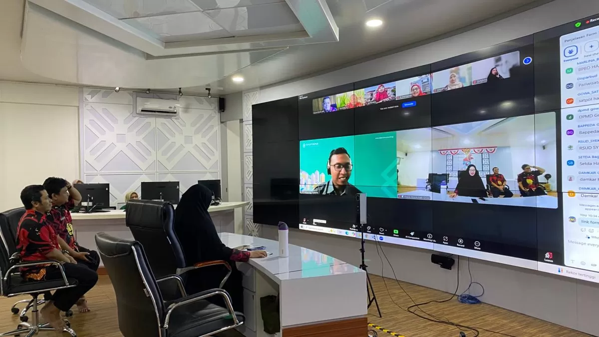Sosialisasi Pengisian Formulir Reviu Arsitektur dan Peta Rencana Sistem Pemerintahan Berbasis Elektronik (SPBE) secara virtual di Peace Room, Kantor Bupati Gowa, (Ist)