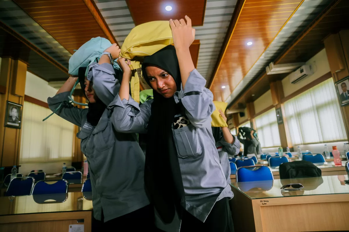 InJourney Community Care berikan pelatihan simulasi tanggap bencana gempa bumi pada SMA Bantul. (Ist)