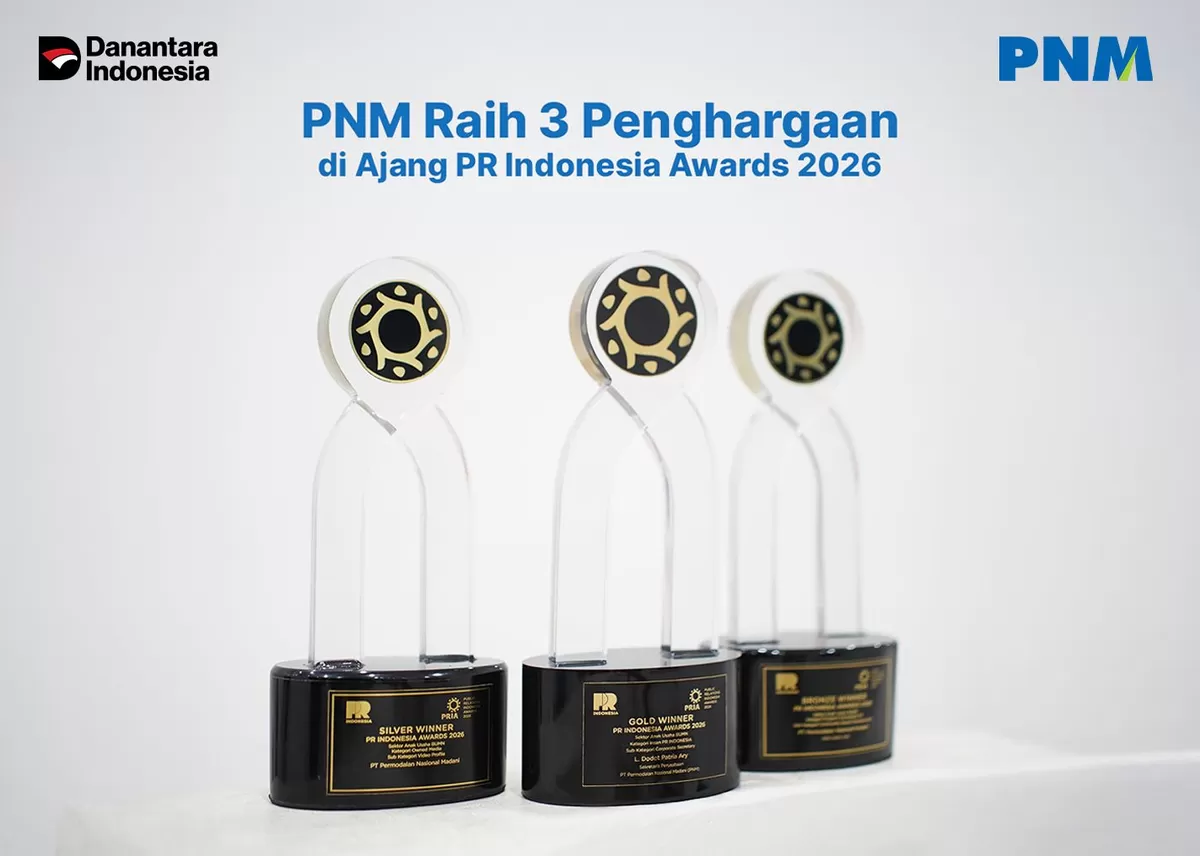 PNM meraih tiga penghargaan bergengsi dalam PR Indonesia Awards 2026 di Taman Budaya Embung Giwangan, Yogyakarta, sebagai bukti komitmen menghadirkan komunikasi berdampak dan pemberdayaan ekonomi.
