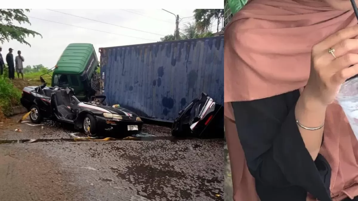 Anak sulung korban kecelakaan di Karawang, Jawa Barat mencari cincin yang hilang di lokasi kejadian. (Instagram/info_karawang - nzeerav_)