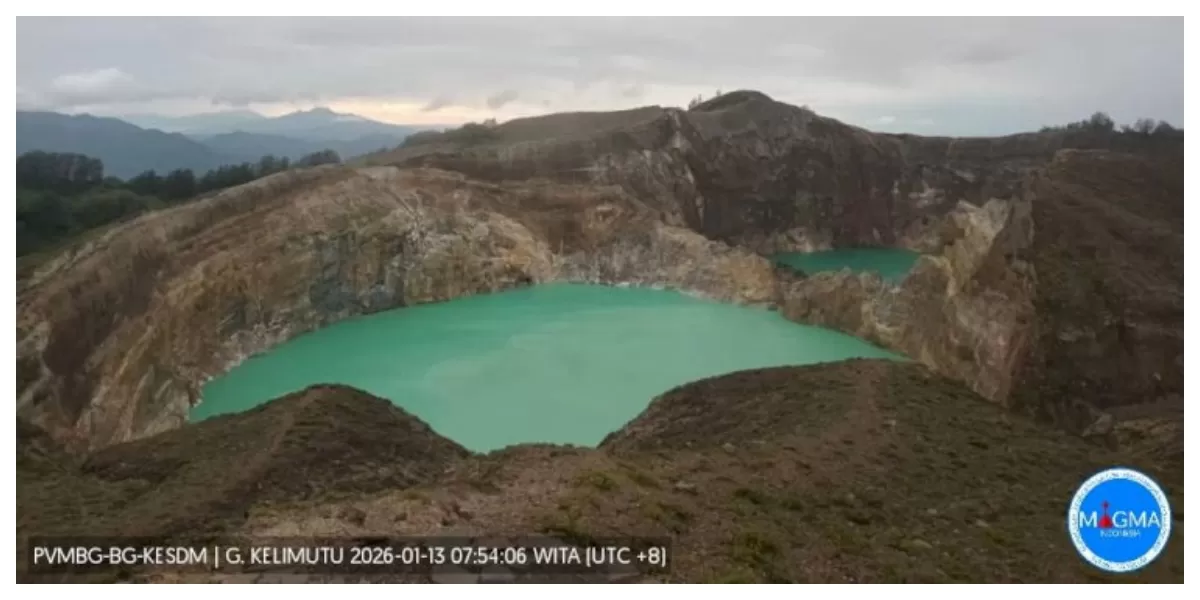 Kondisi kawah Gunung Kelimutu di Kabupaten Ende. (Foto/ PVMBG)