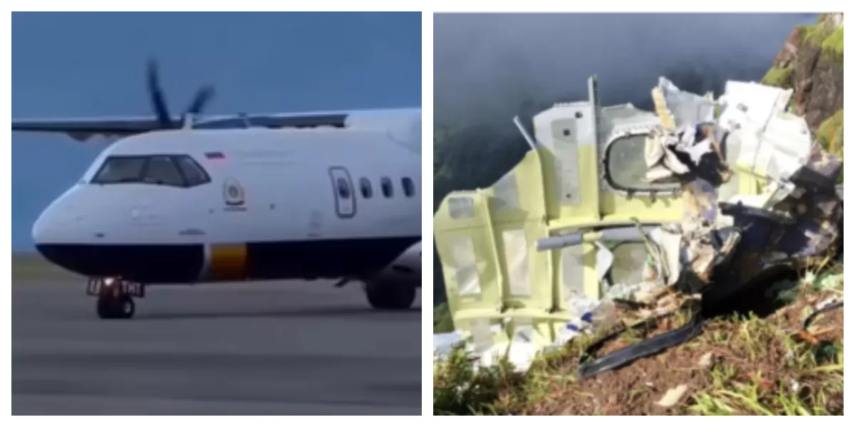 Foto kiri penampakan  ATR 42-500 sebelum kejadian dan foto kanan  Tim SAR menemukan puing yang diduga pesawat ATR 42-500 di kawasan pegunungan Bulusaraung, Maros. (Foto/ist.)