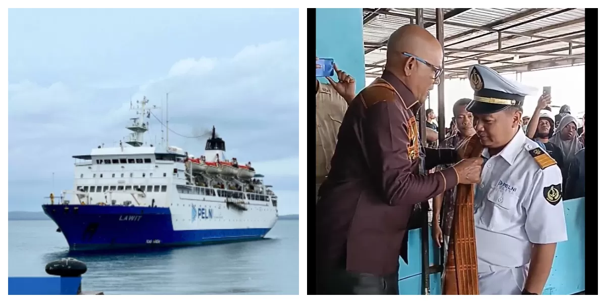 KM Lawit sandar perdana di Pelabuhan Lewoleba, Lembata, disambut Bupati dan jajaran pemerintah daerah, Kamis (22/1/2026), memperkuat konektivitas laut NTT. (Foto/ist.)