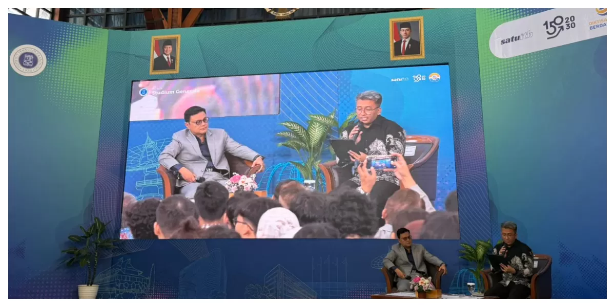 Wakil Direktur Utama MIND ID Dany Amrul Ichdan saat menyampaikan kuliah umum di Aula Barat ITB, Bandung, Rabu (11/2/2026).