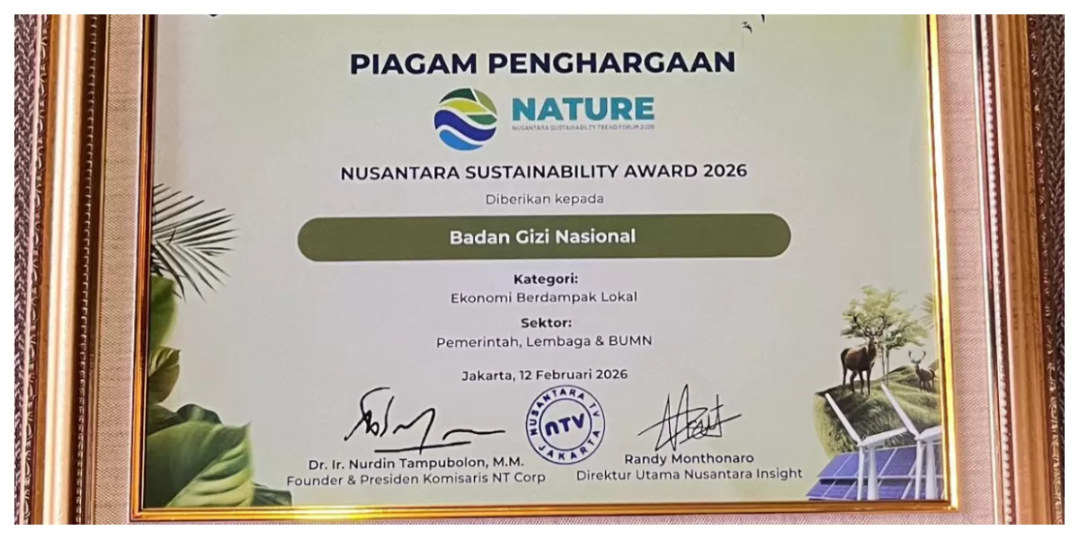 Piagam Nusantara Sustainability Award 2026. (Foto/ BGN)