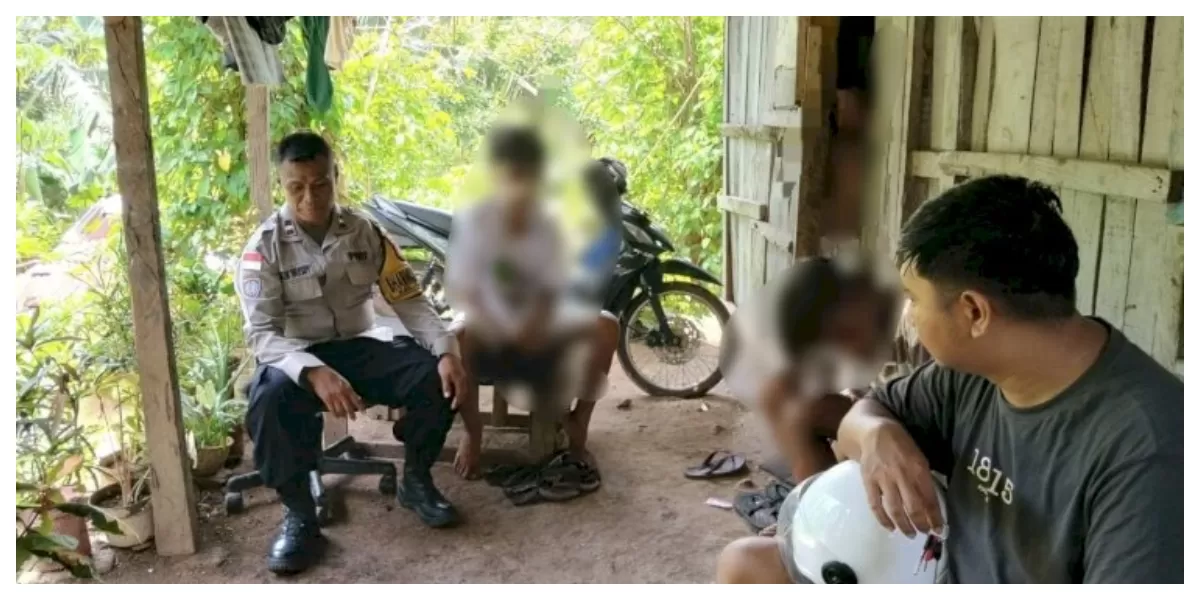 Bhabinkamtibmas Kelurahan Oebufu saat melakukan mediasi dan pembinaan terhadap anak terduga pelaku pencurian mesin mebel di Kota Kupang, Senin siang. (Foto TBN Polresta Kupang Kota)