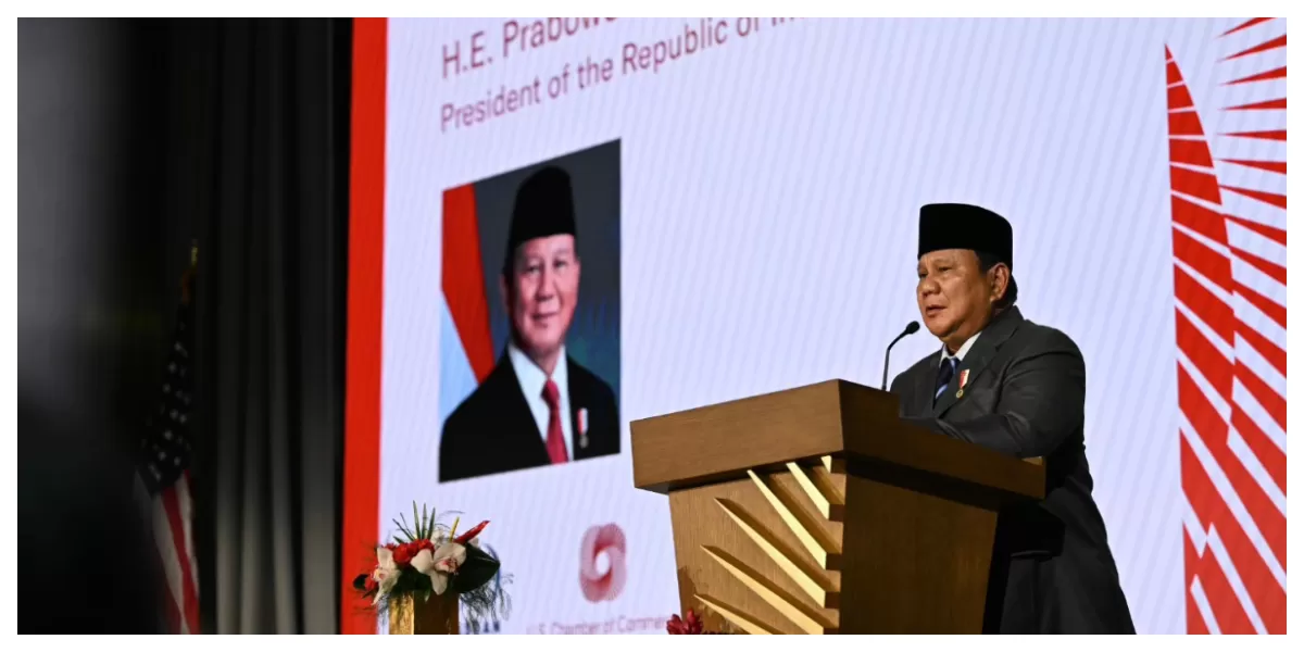 Presiden Prabowo Subianto berbicara dalam forum Business Summit di Washington DC, memaparkan reformasi tata kelola dan kepastian hukum kepada investor Amerika Serikat. (Foto Setkab)