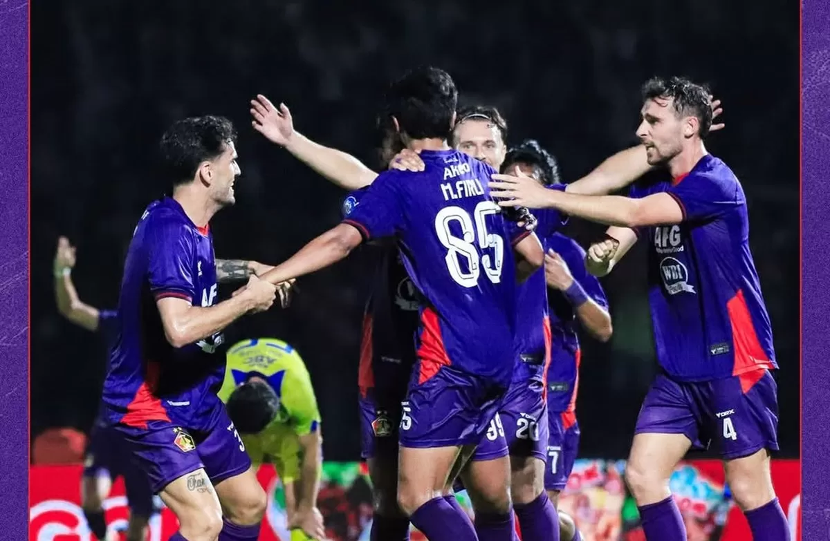 Selebrasi gol pemain Persik usai jebol  gawang Persib di pekan ke-16 Super League 2025/26 (@persikfcofficial)