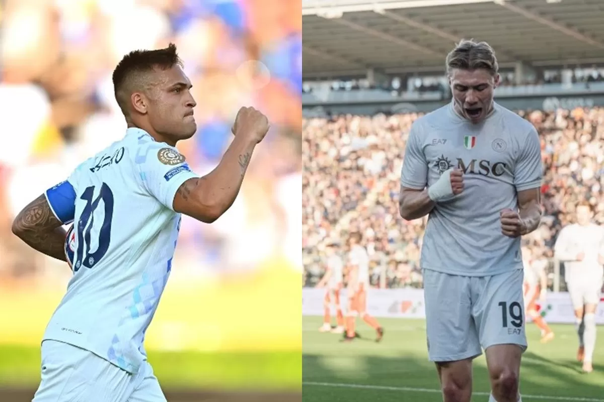 Lautaro Martinez dan Rasmus Holjund (kanan) akan bertemu di laga Serie A Inter Milan vs Napoli