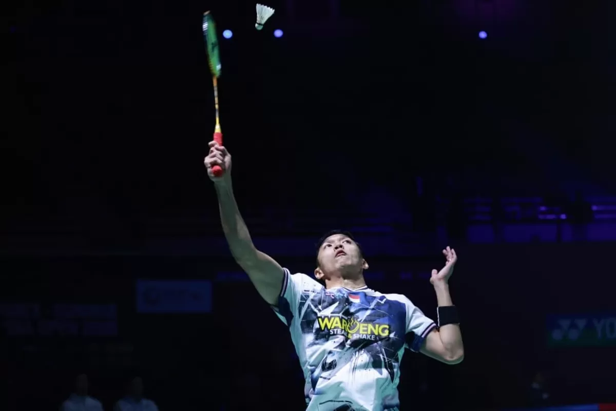 Tunggal Putra Indonesia, Jonatan Christie di India Open 2026, melaju mulus ke babak 16 besar. (PBSI)