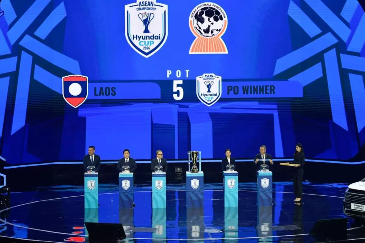 Undian ASEAN Hyundai Cup 2026 di MNC Tower, Jakarta, Kamis, 15 Januari 2026. Indonesia menempati Grup A bersama juara bertahan, Vietnam. (KEMENPORA)