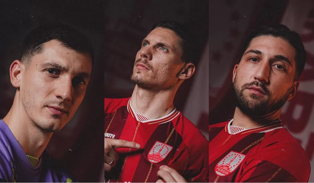 Tiga pemain asing asal Serbia: (dari kiri) Vukasin Vranes, Dusan Mijic, dan Miroslav Maricic. (Persis Solo)