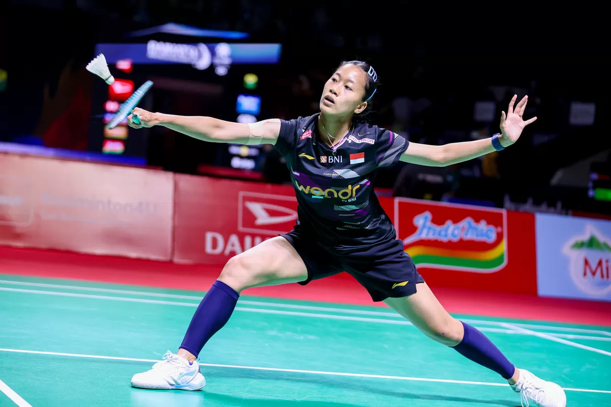 Satu-satunya wakil Indonesia di tunggal putri pada Indonesia Masters 2026, Putri Kusuma Wardani. Sukses melaju ke babak kedua, Rabu, 21 Januari 2026. (PBSI)