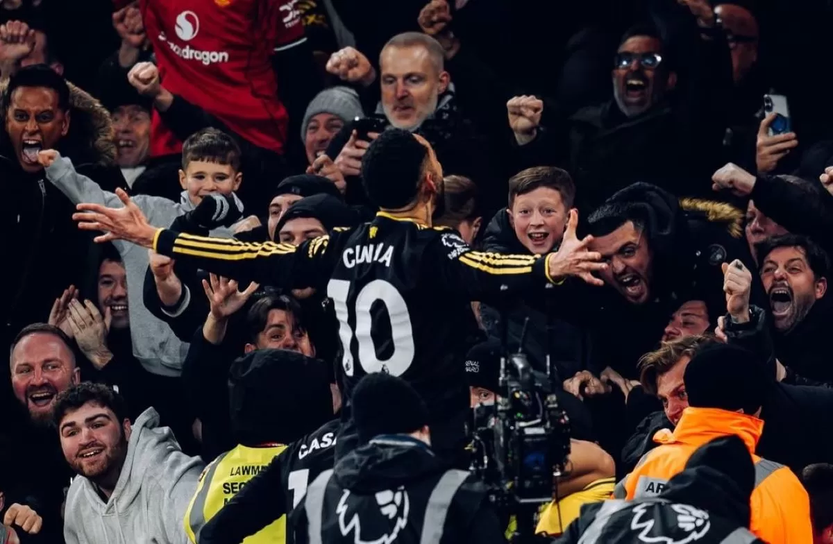 Selebrasi gol Matheus Cunha ke gawang Arsenal di pekan ke-23 Liga Primer (@manutd)