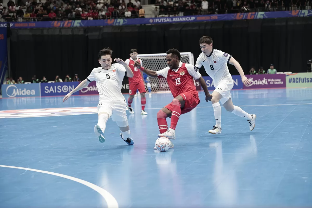 Timnas Futsal Indonesia saat menghadapi Kirgistan di laga kedua penyisihan Grup A Piala Asia Futsal 2026, di Indonesia Arena, beberapa hari lalu. (FFI)