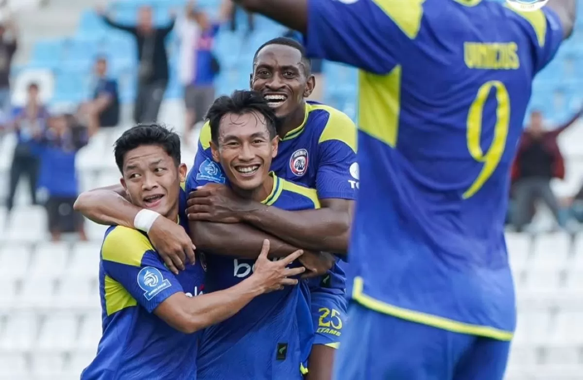 Selebrasi gol Arema FC ke gawang Persijap Jepara di pekan ke-19 Super League 2025/26 (@aremafcofficial)