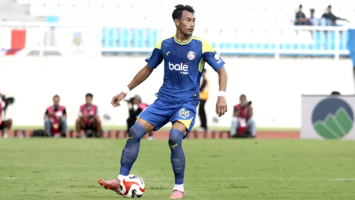 Hansamu Yama cetak gol saat debutnya berseragam Arema FC. (I.League)